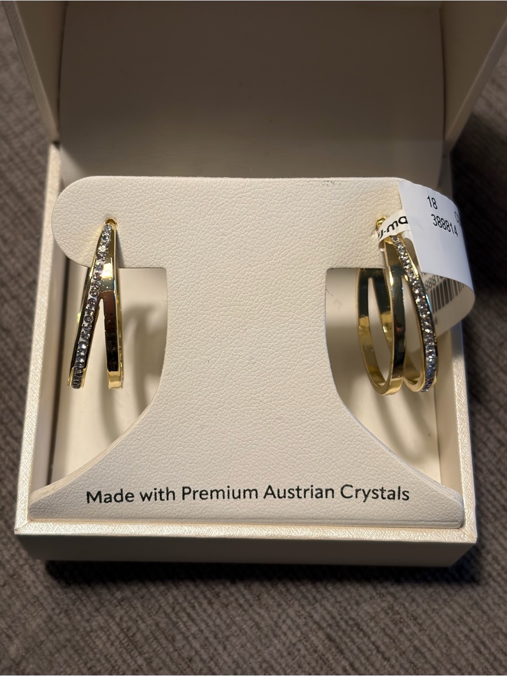 Gold Crystal Accent Hoop Earrings — Sparkling Austrian Crystal Detail